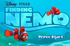Finding Nemo title screen for GameBoy Advance